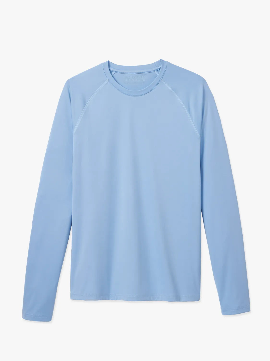 A long-sleeved light blue rashguard with a crewneck design.
