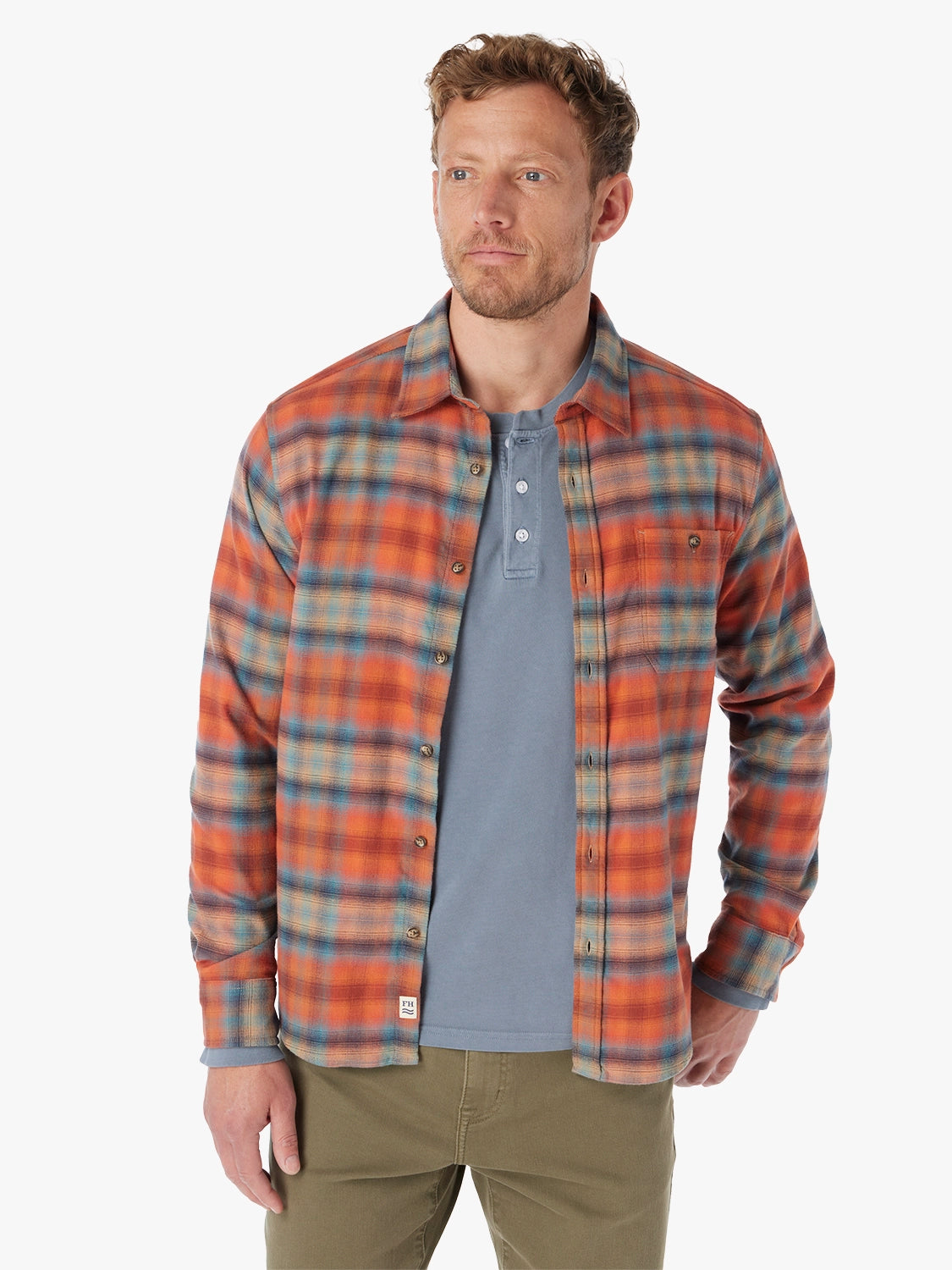 Seaside Lightweight Flannel | Orange Glow Plaid