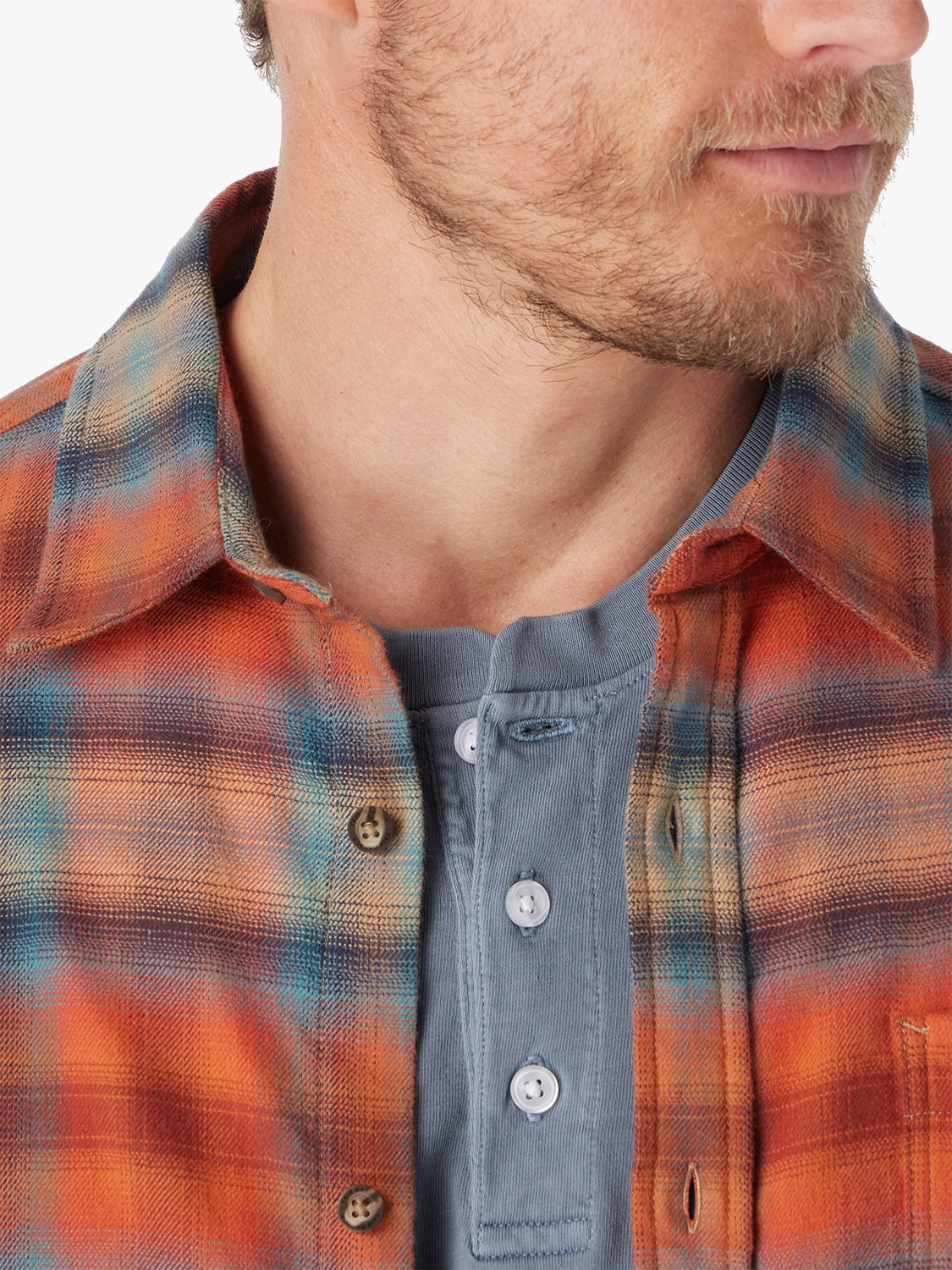 Seaside Lightweight Flannel | Orange Glow Plaid