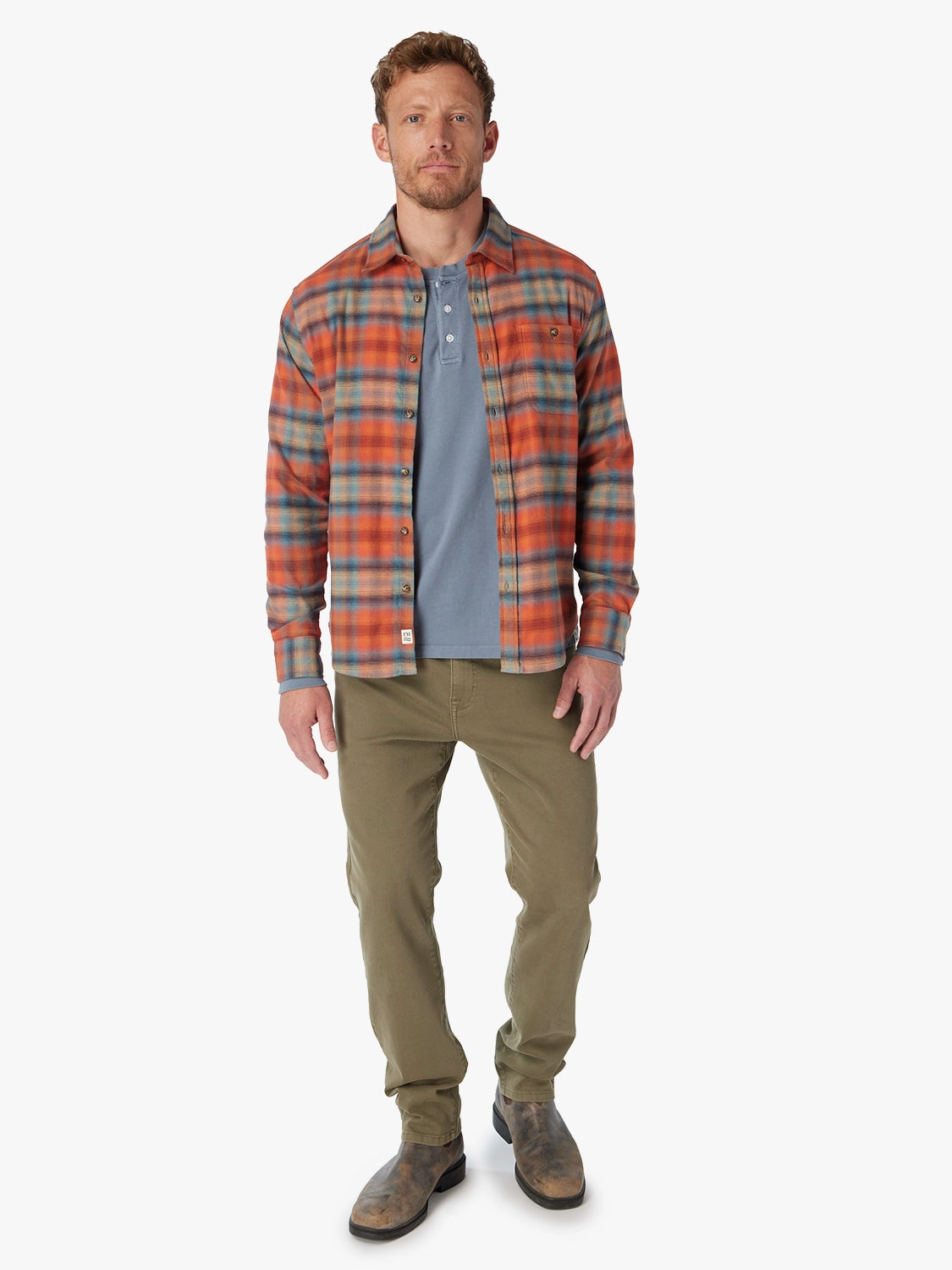 Seaside Lightweight Flannel | Orange Glow Plaid