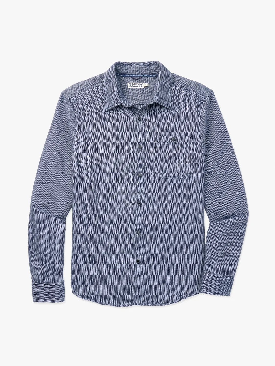 Seaside Lightweight Flannel | Navy Herringbone