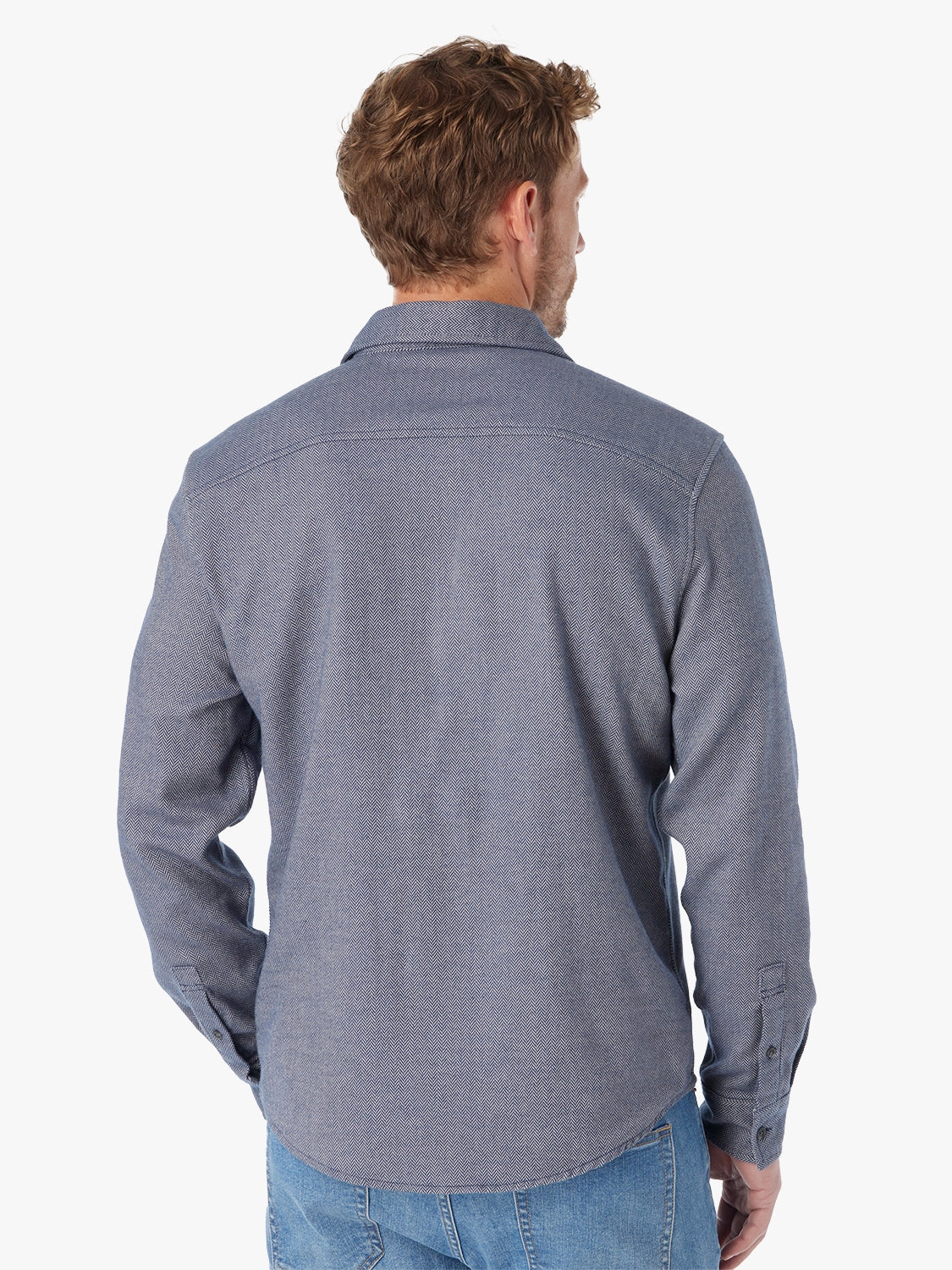 Seaside Lightweight Flannel | Navy Herringbone