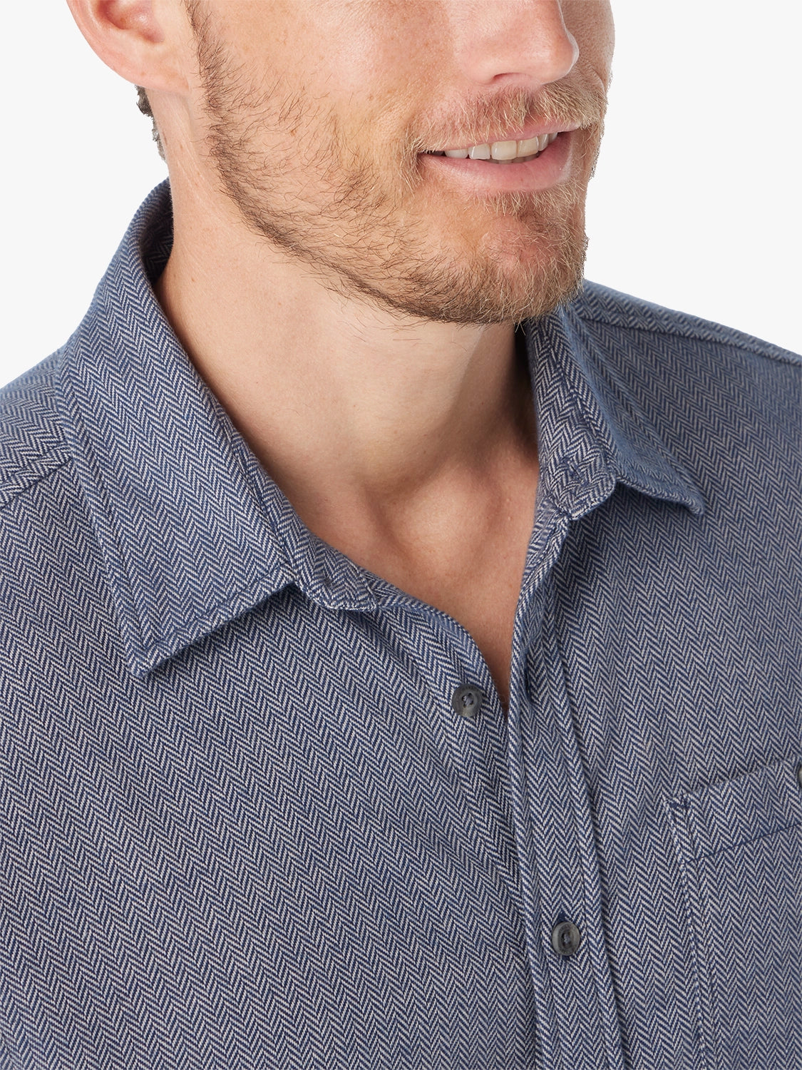 Seaside Lightweight Flannel | Navy Herringbone