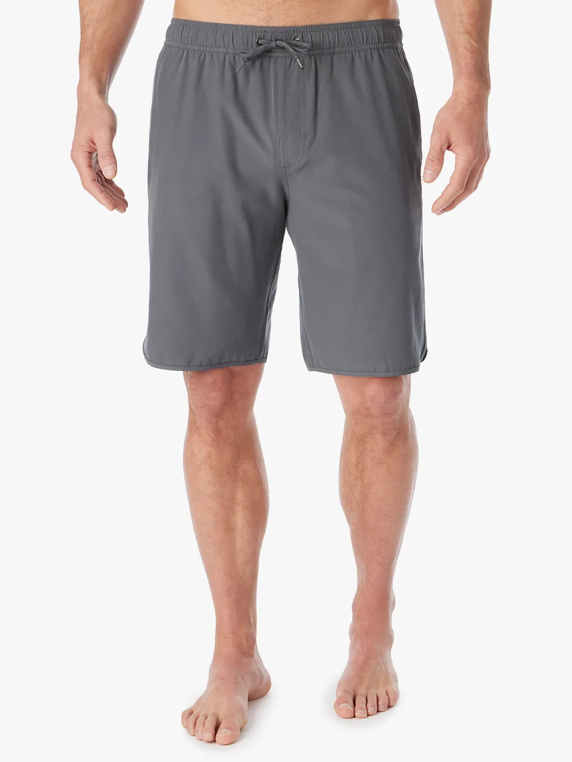 Person wearing slate grey Anchor Trunk in 10 inch inseam, on a white background. 