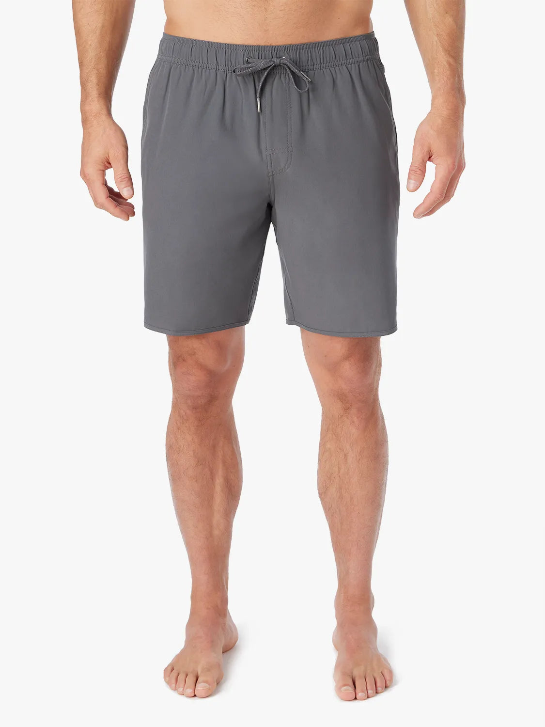 Person wearing slate grey Anchor Trunk in 8 inch inseam on a white background