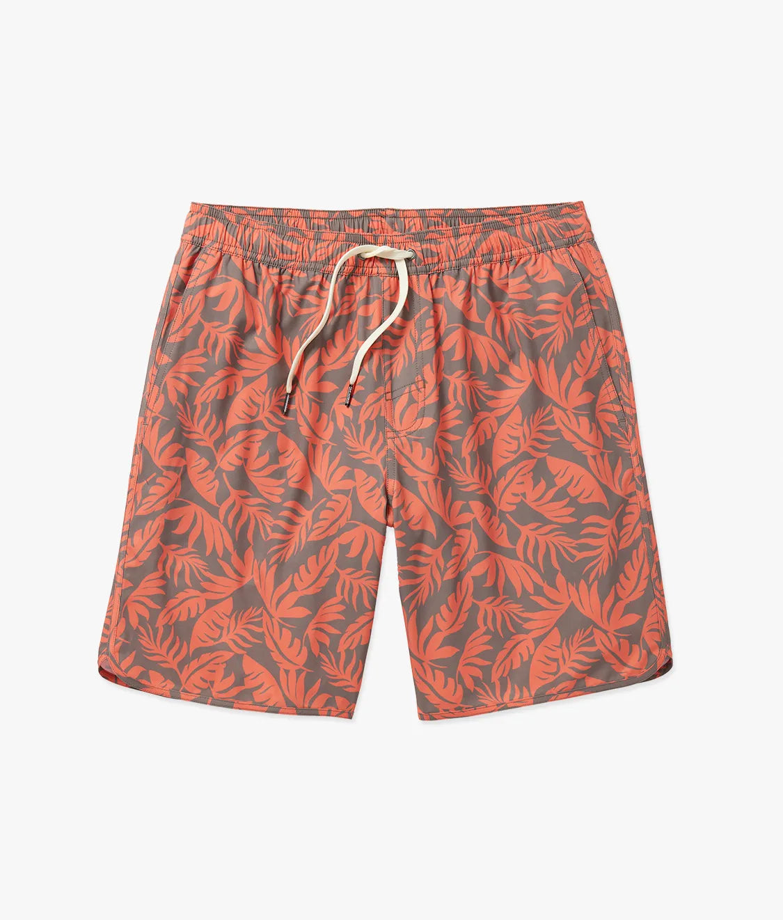Anchor Trunk in Tropical leaf patterned shorts on a white background
