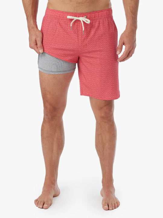 Anchor Short | Red Orange Twisted Waves