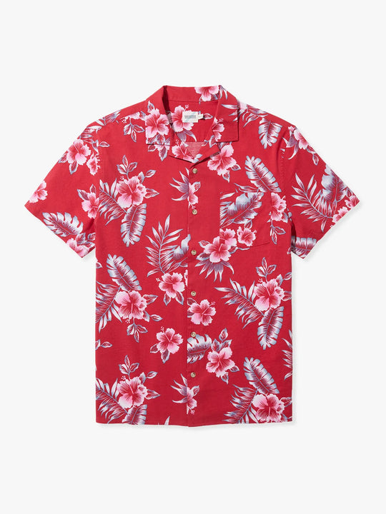 The Casablanca Camp Shirt | Red Hibiscus