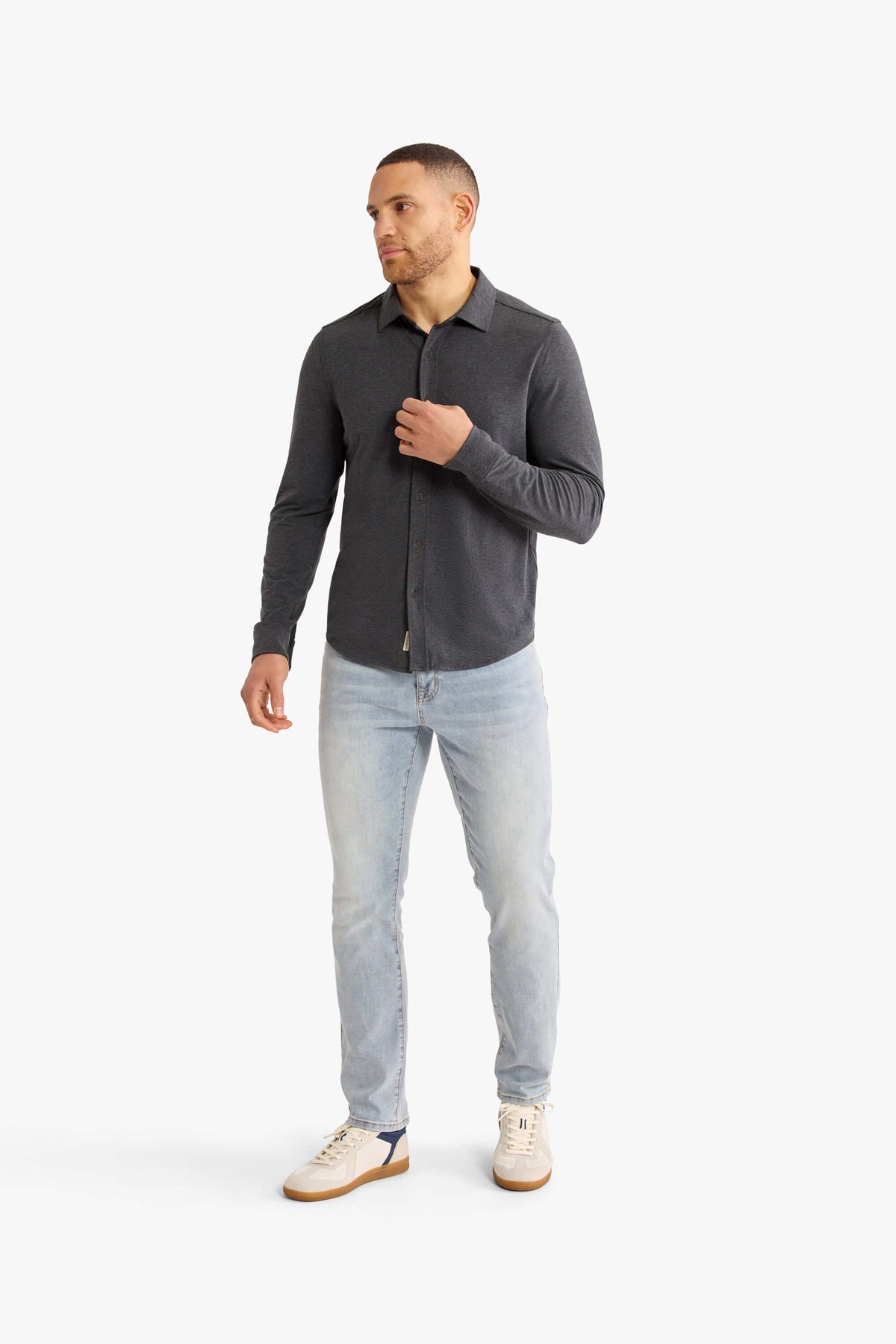 Norwood Long Sleeve Button Up | Charcoal