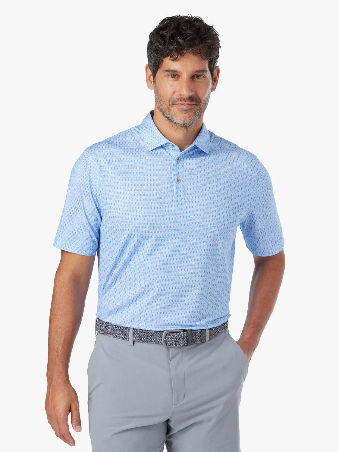 Compass Polo | Light Blue Geo