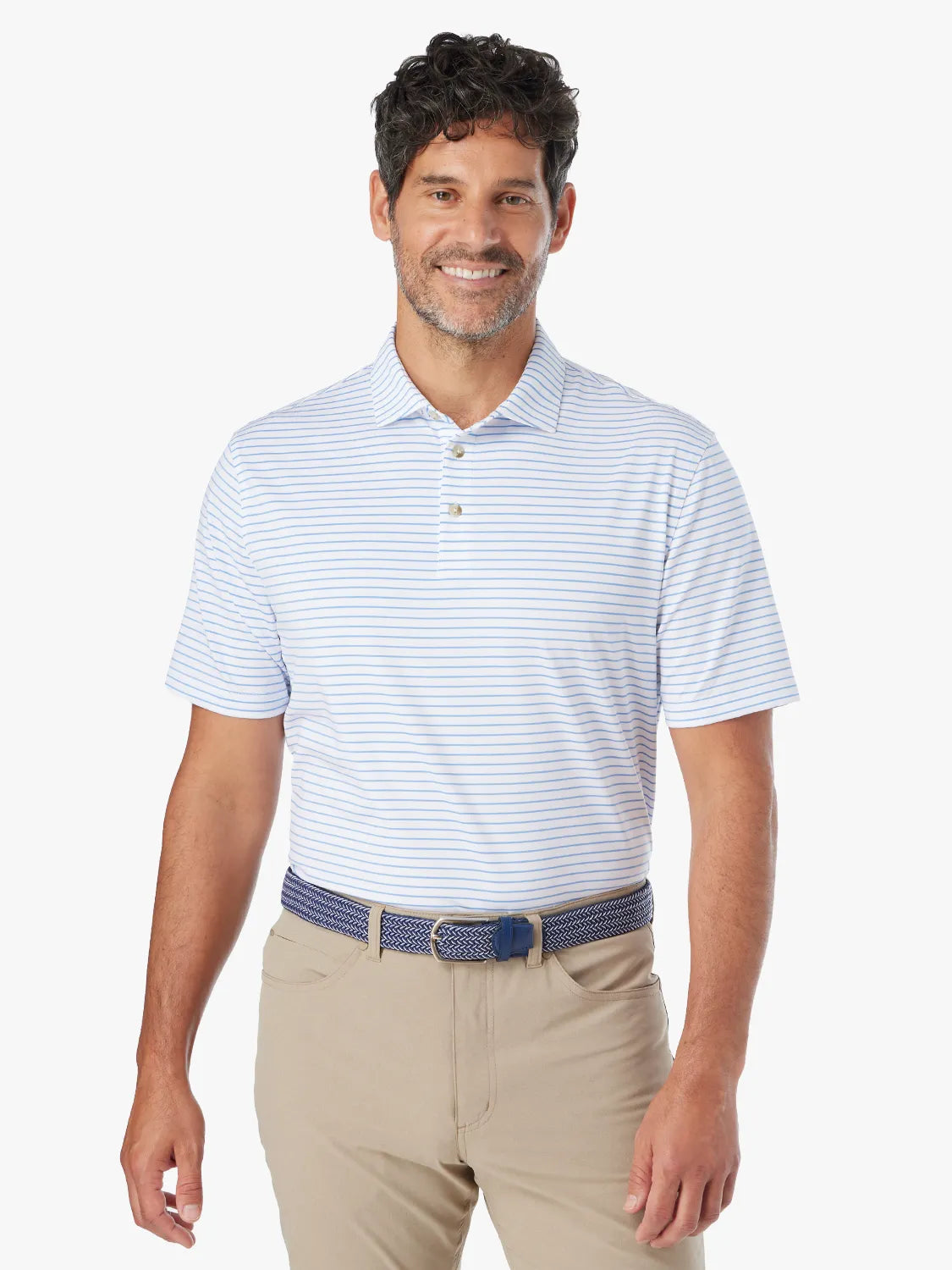 Compass Polo | Light Blue Stripe