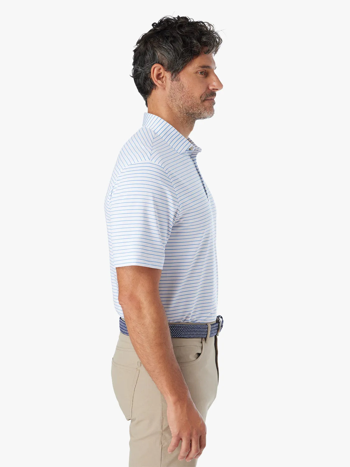 Compass Polo | Light Blue Stripe