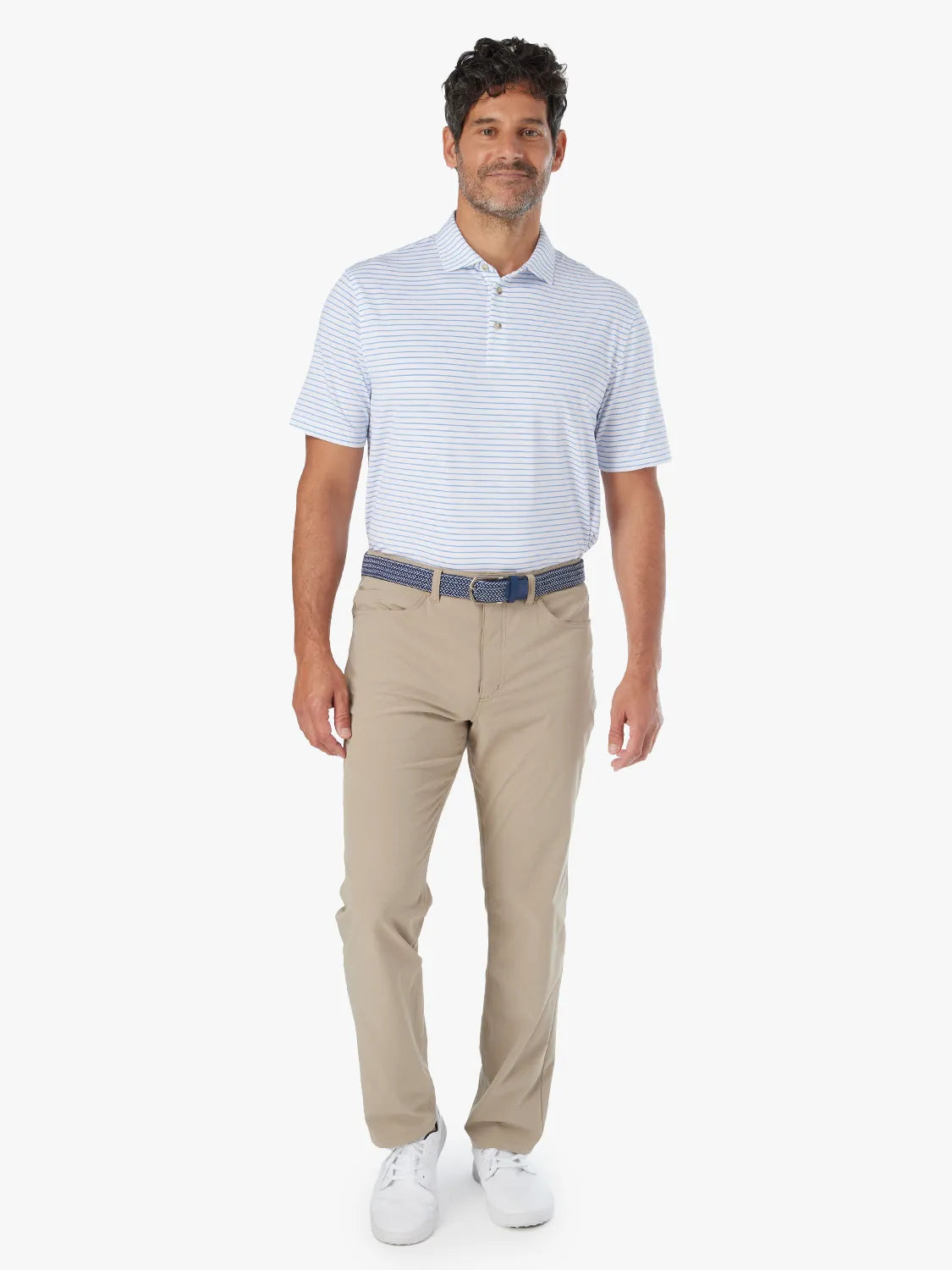 Compass Polo | Light Blue Stripe