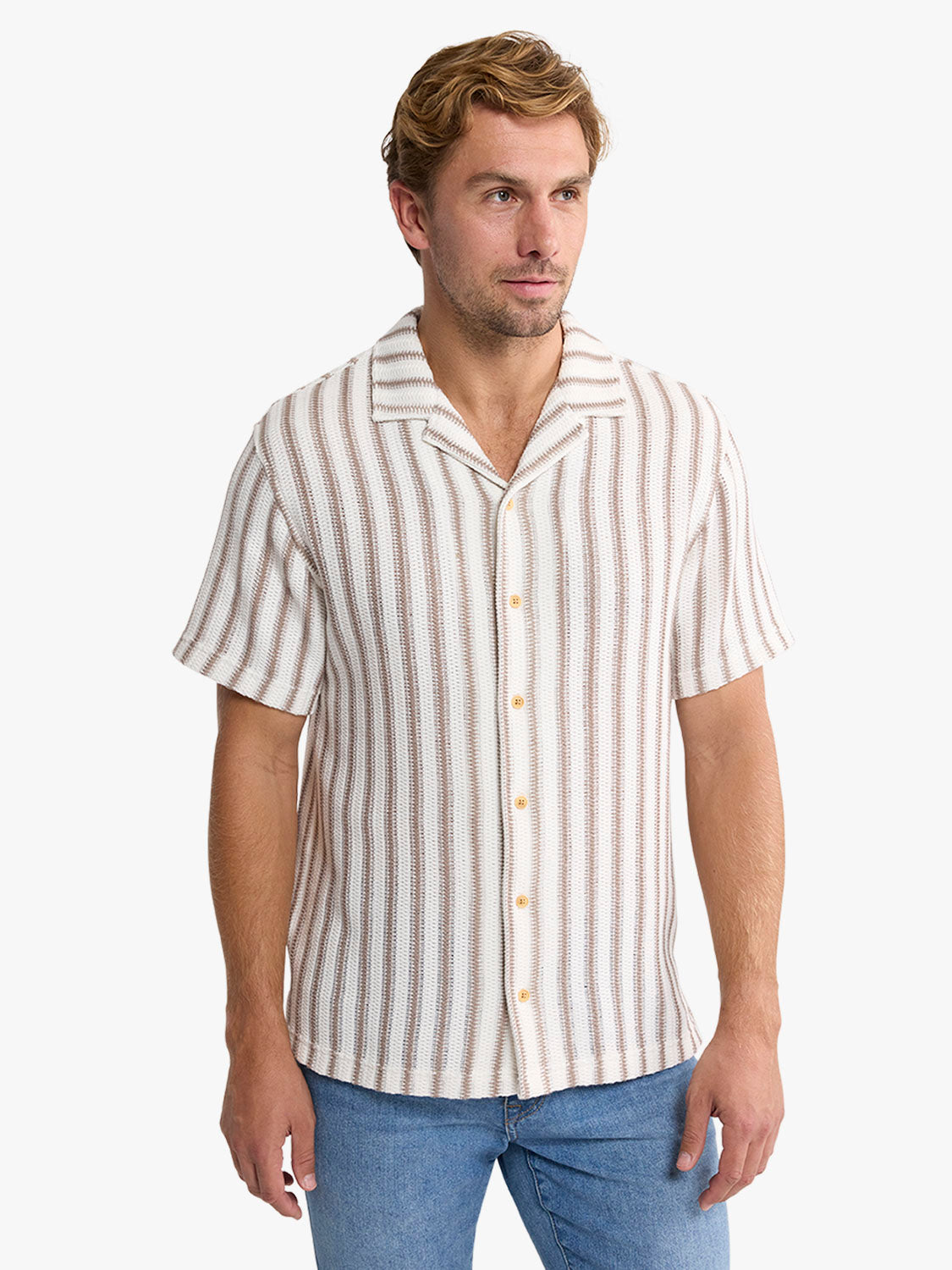Waveloom Crochet Shirt | Natural Stripe