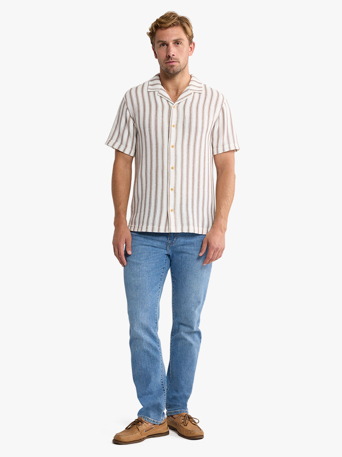 Waveloom Crochet Shirt | Natural Stripe