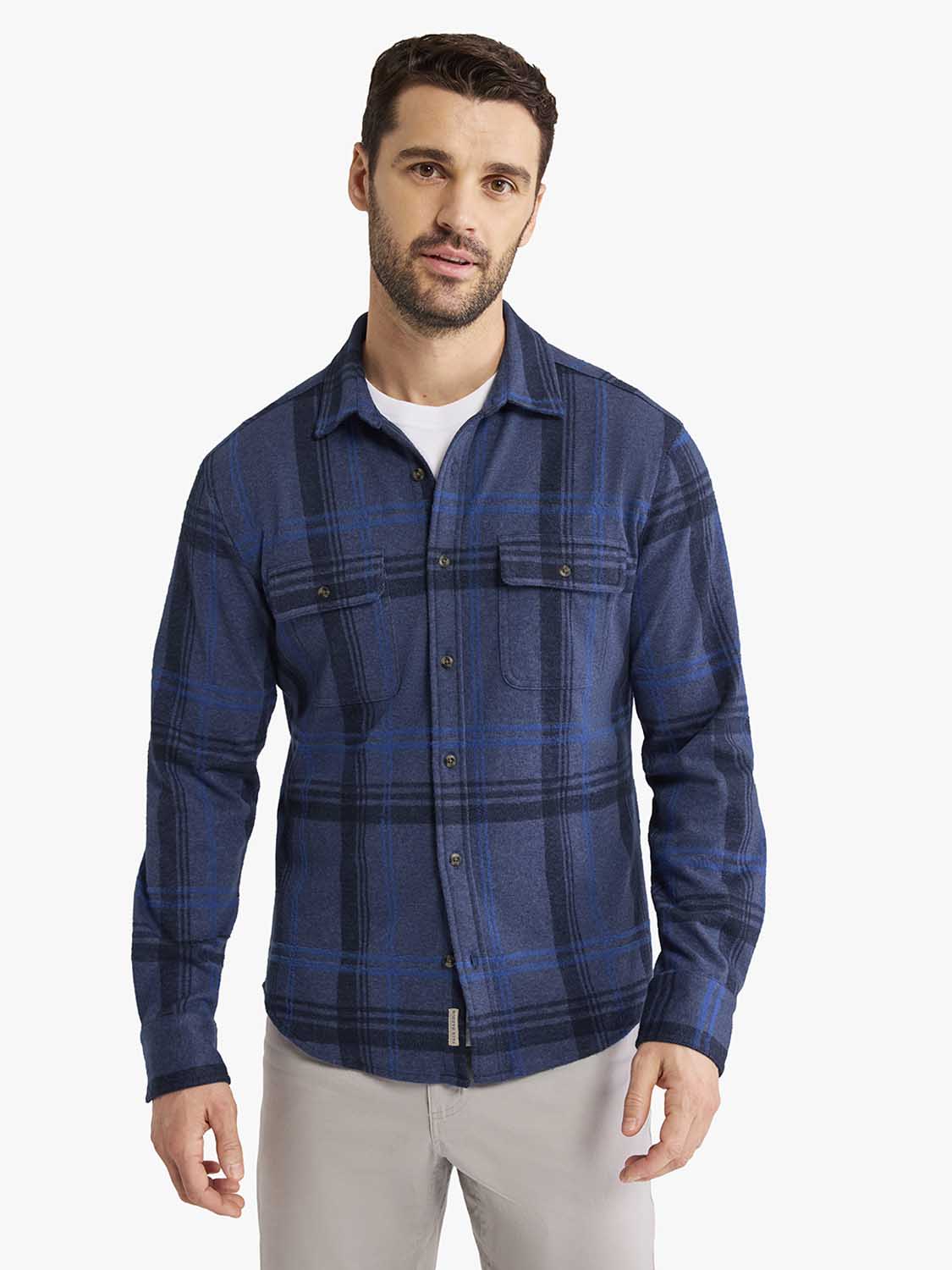Dunewood Flannel Shirt | Navy Water Plaid