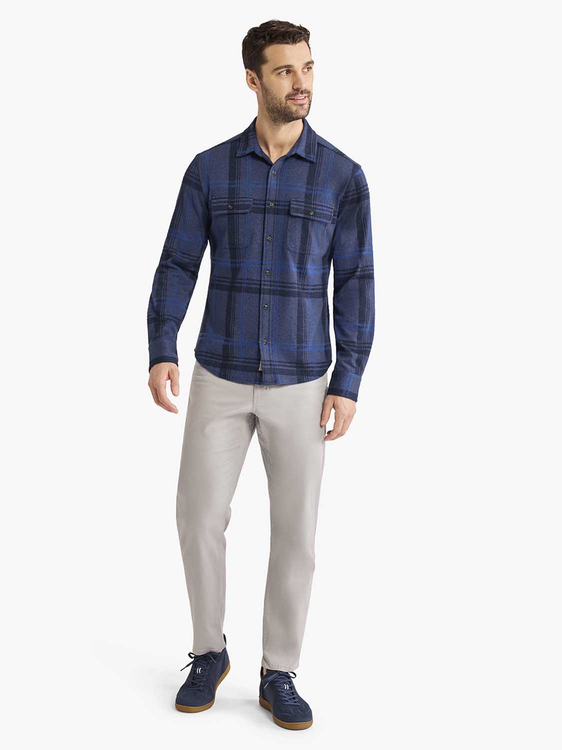 Dunewood Flannel Shirt | Navy Water Plaid