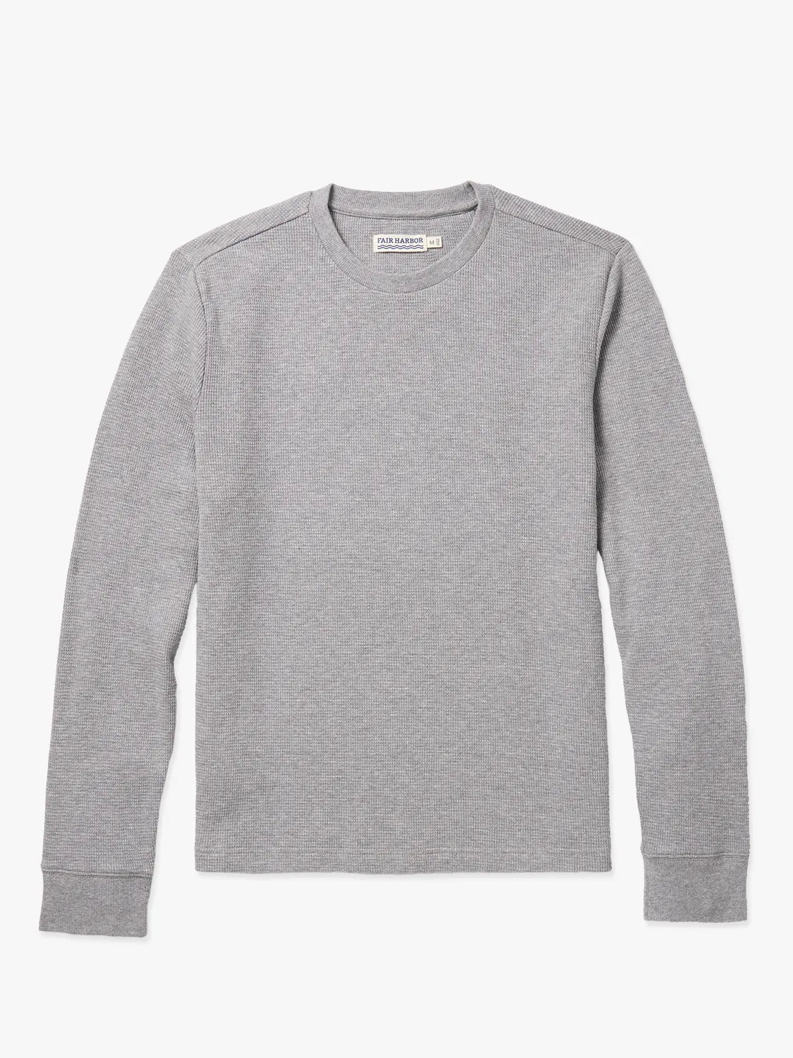 Gray waffle fabric long-sleeve shirt on a white background