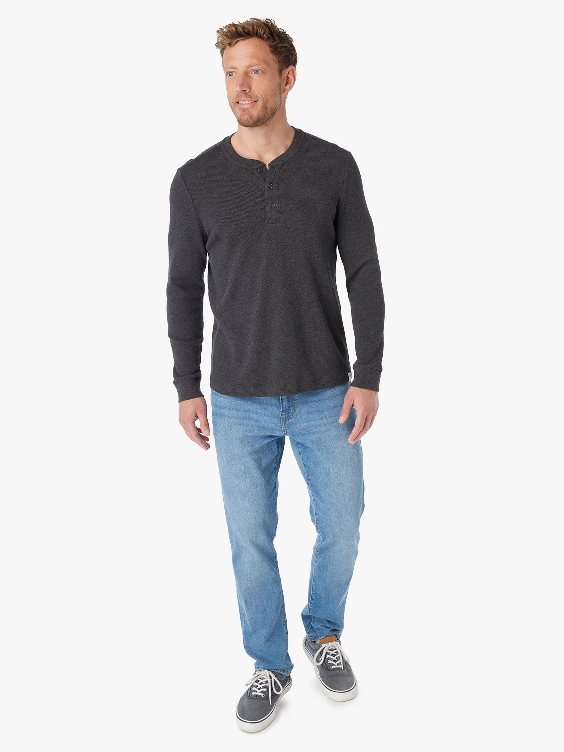 Hudson Waffle Henley | Charcoal