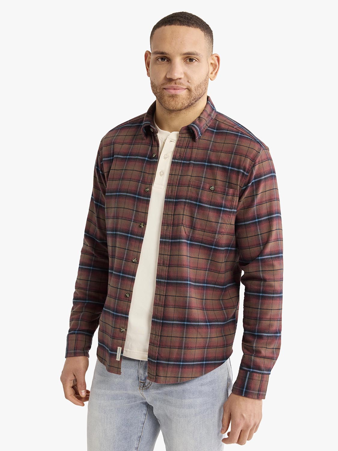 Seaside Lightweight Flannel Shirt | Burgundy Plaid