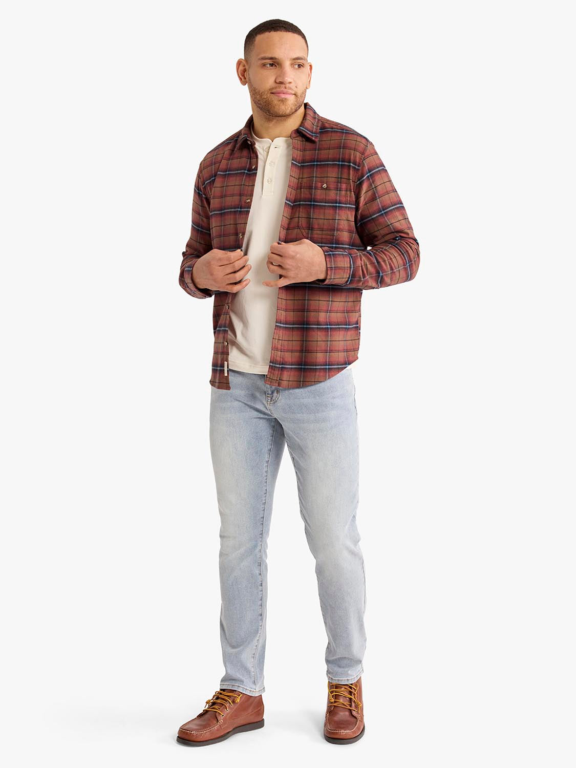 Seaside Lightweight Flannel Shirt | Burgundy Plaid
