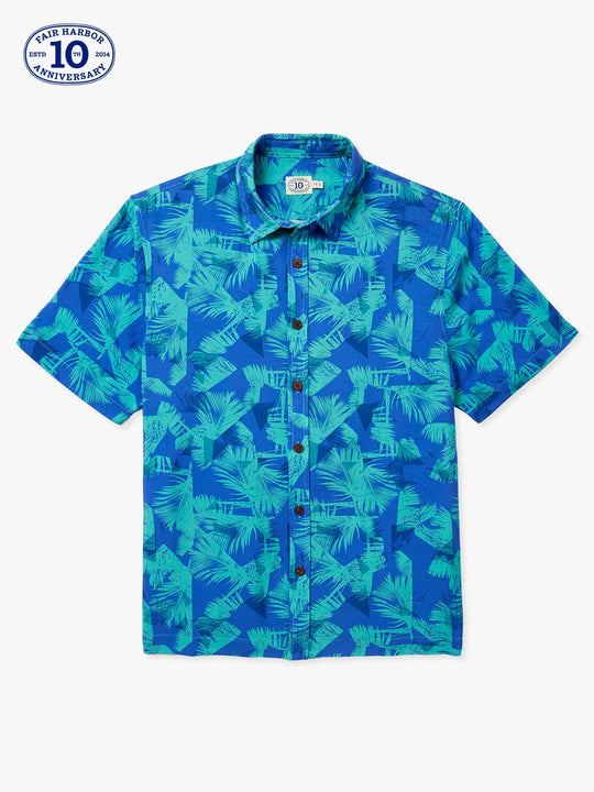 The Marina Shirt | Cobalt Jagged Palms