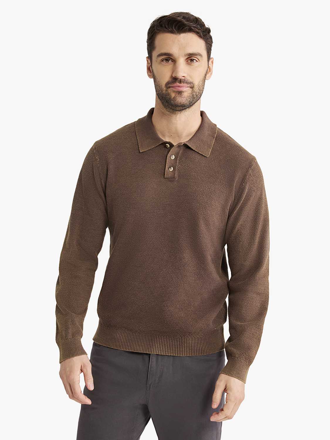 Mariner Long Sleeve Polo | Espresso