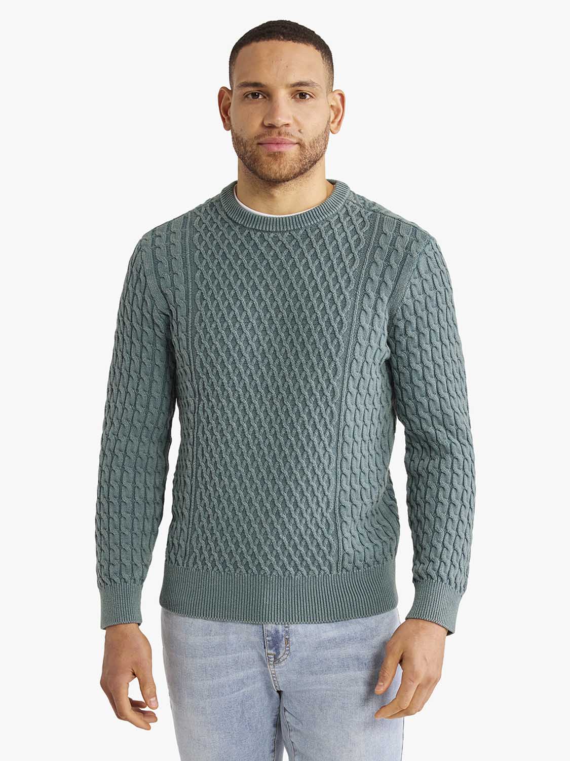 Neptune Cable Sweater | Seapine Green