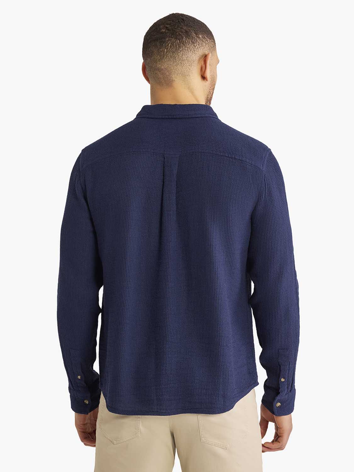 Oasis Long Sleeve Button Up | Navy Waffle