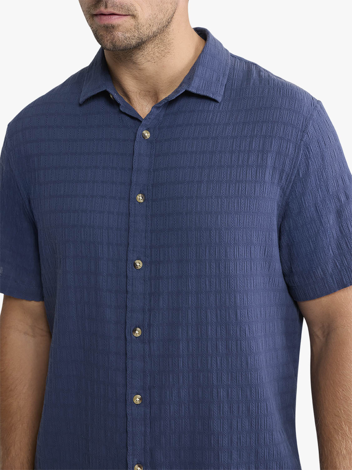 Oasis Textured Shirt | Navy Basket Weave