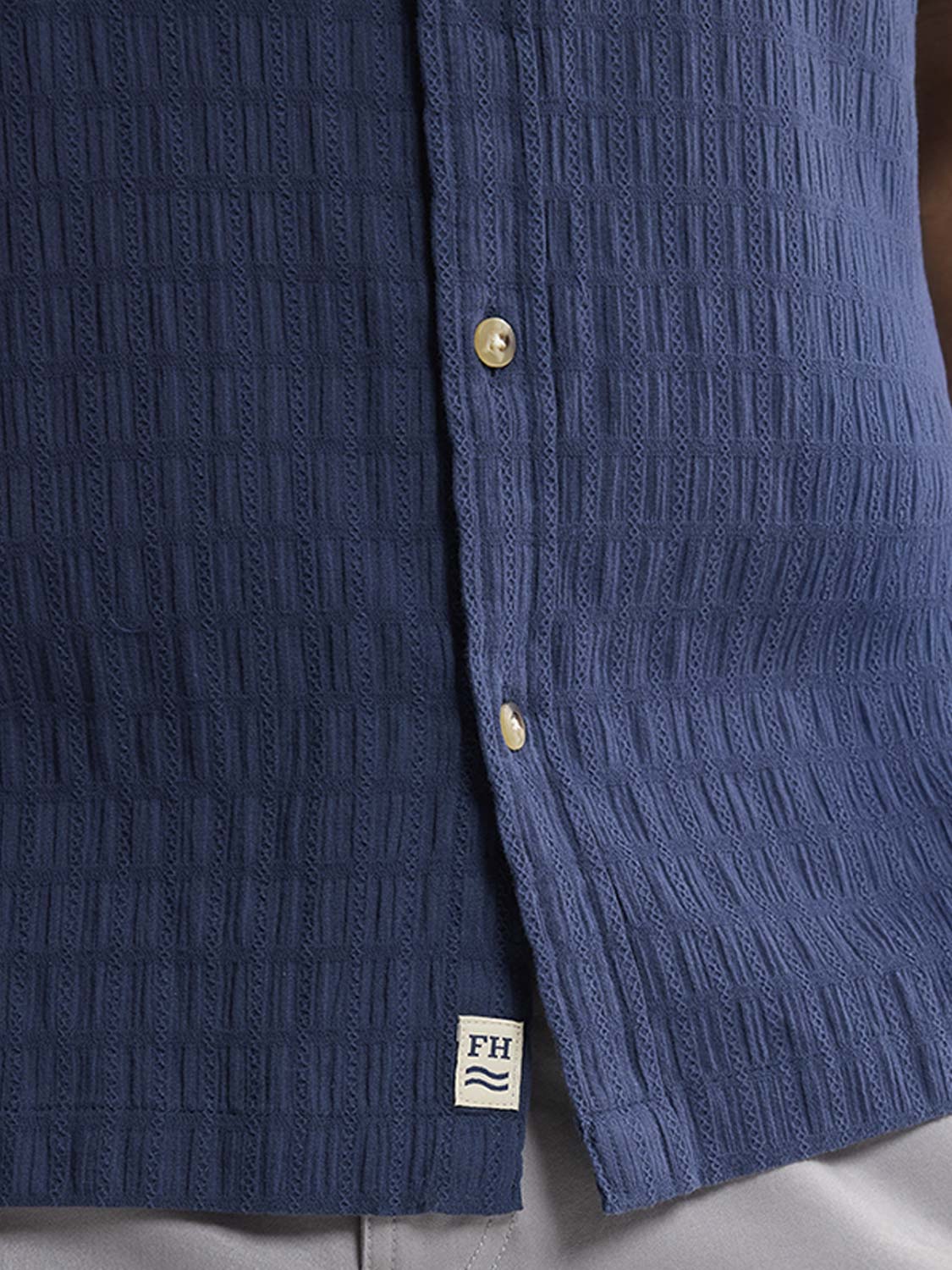 Oasis Textured Shirt | Navy Basket Weave