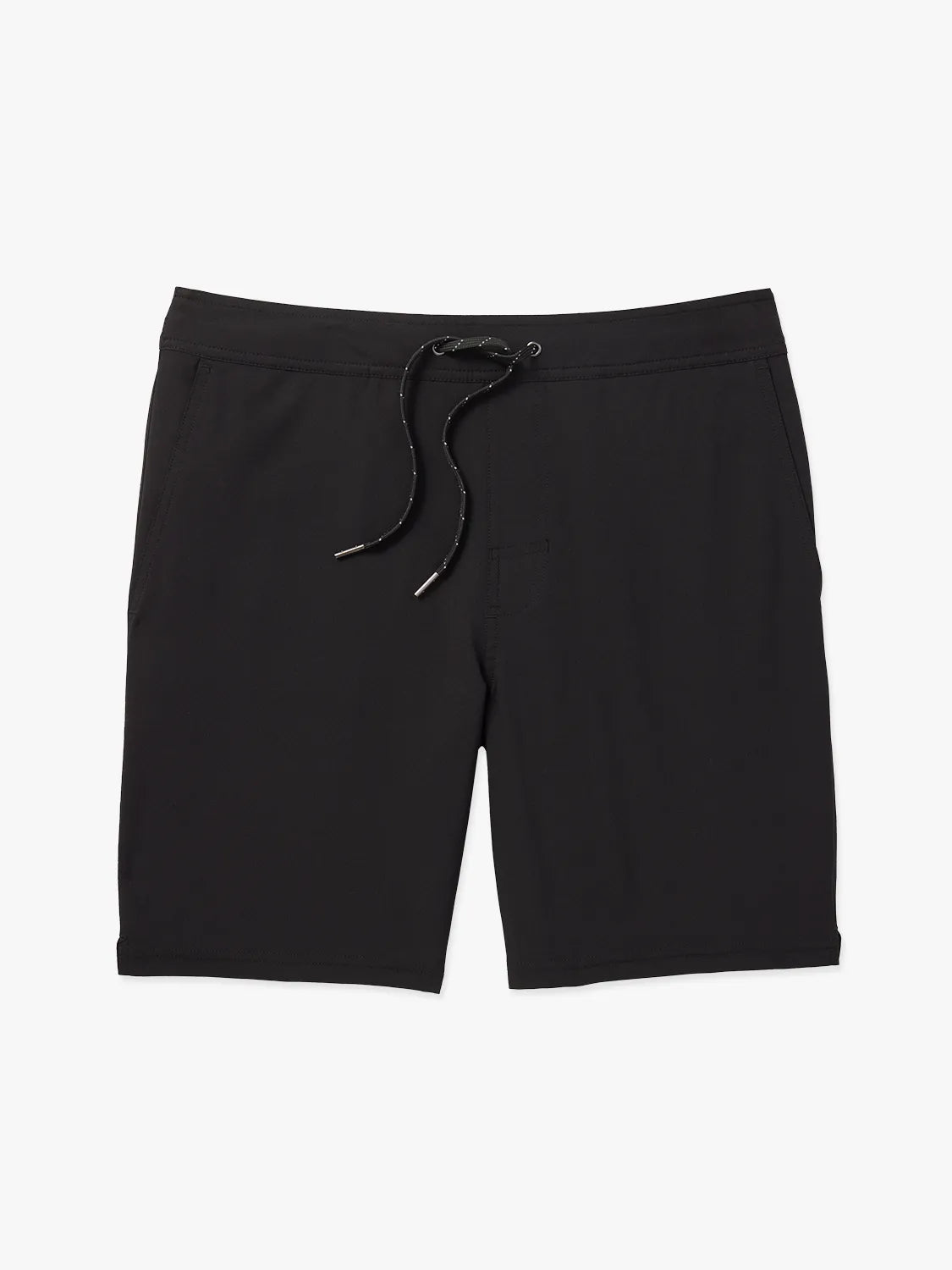 Black Ozone shorts with drawstring on a white background