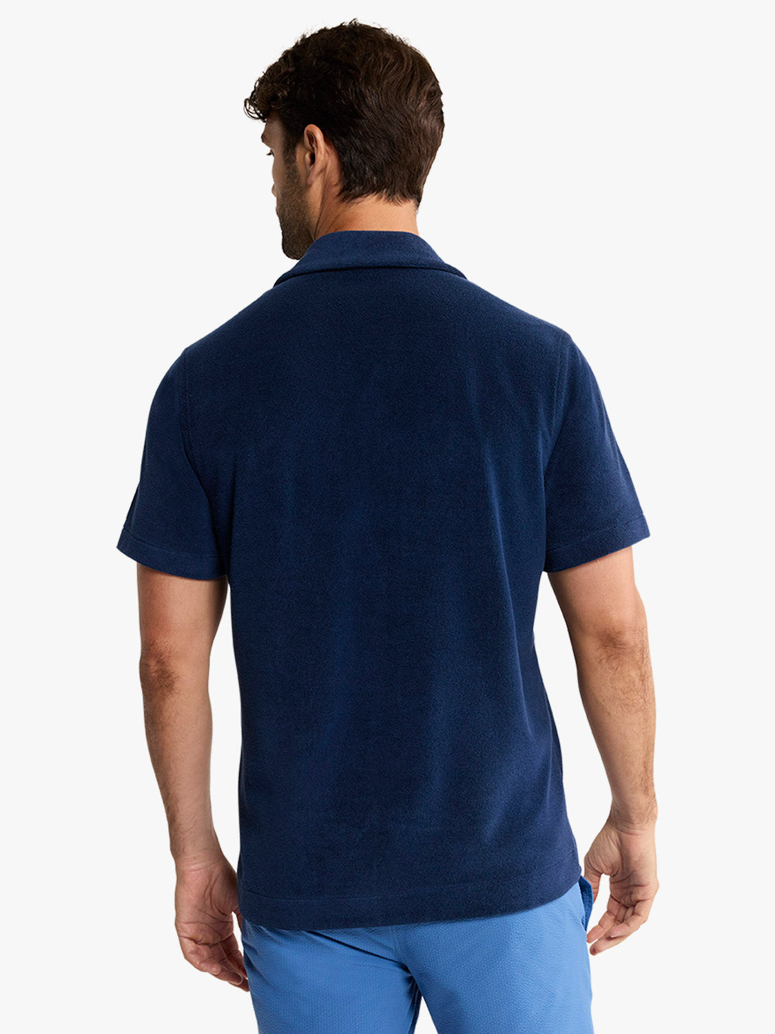 Ravello Terry Short Sleeve Button Up | Navy
