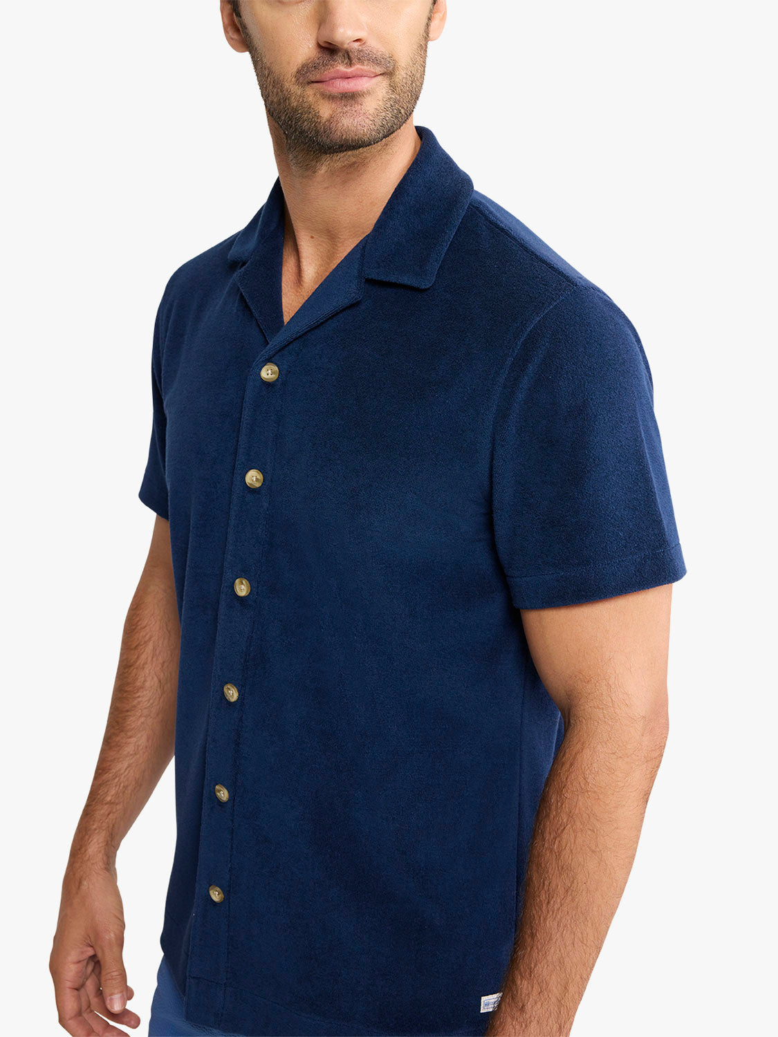 Ravello Terry Short Sleeve Button Up | Navy