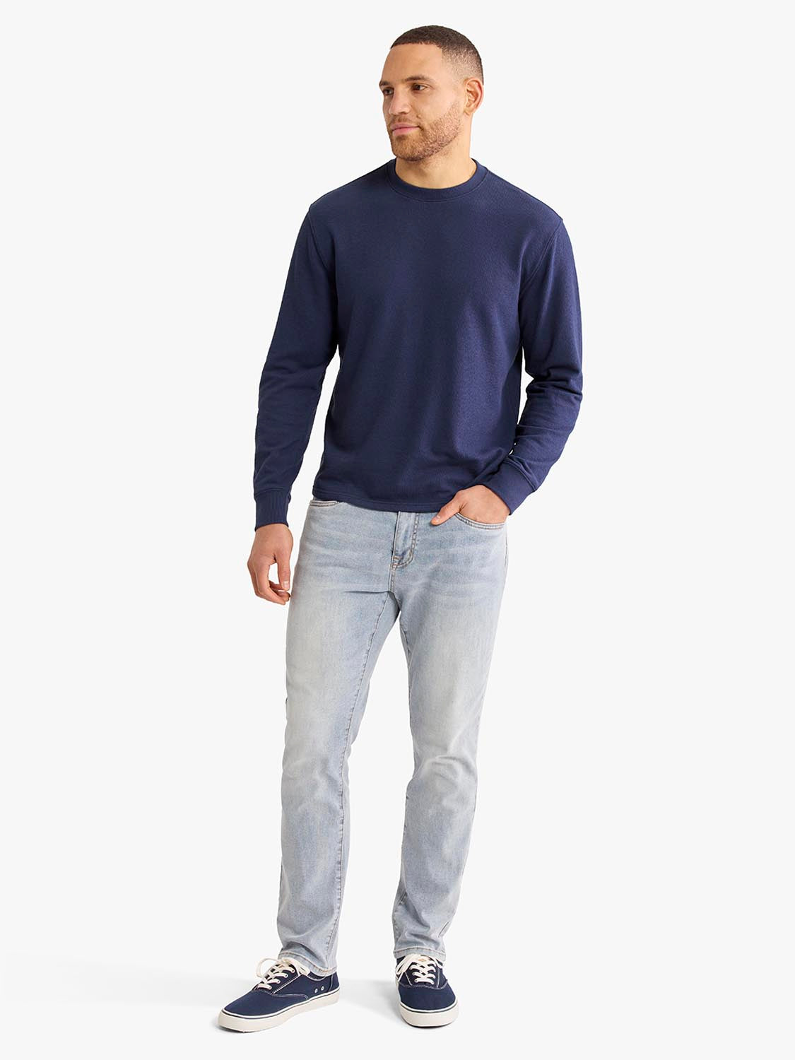 Sundown Terry Crewneck | Solid Navy