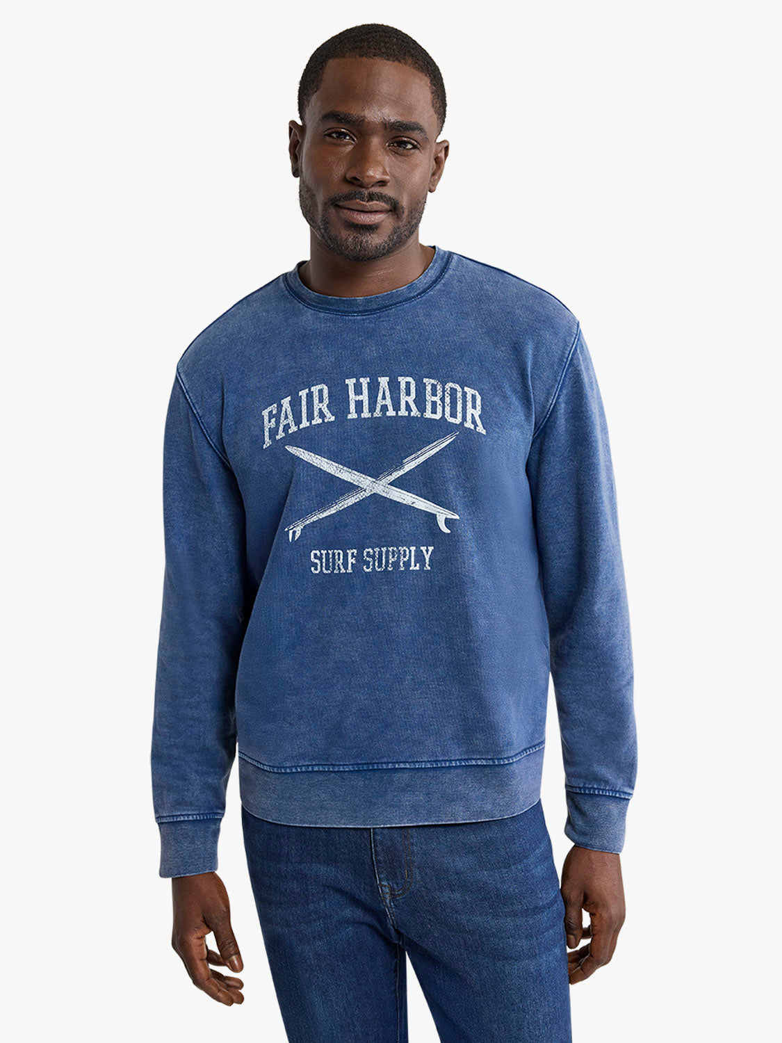 Saltaire Graphic Crewneck | Navy FH Surfboard