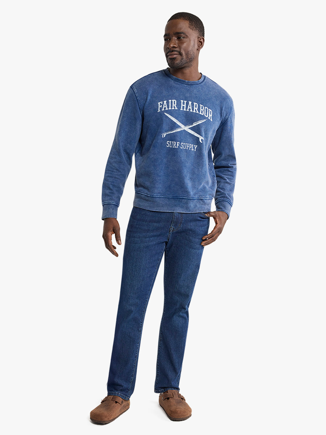 Saltaire Graphic Crewneck | Navy FH Surfboard