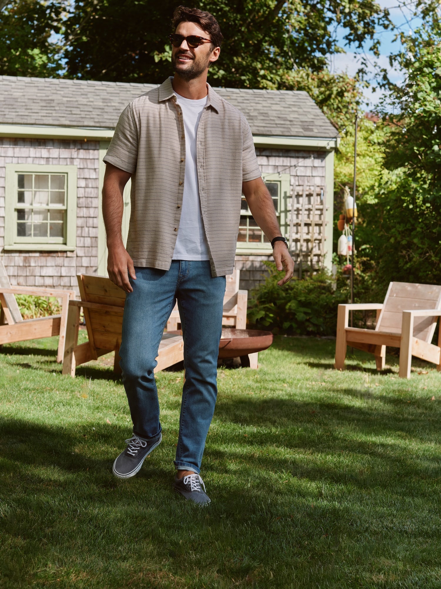 Oasis Textured Shirt | Beachwood Stripe