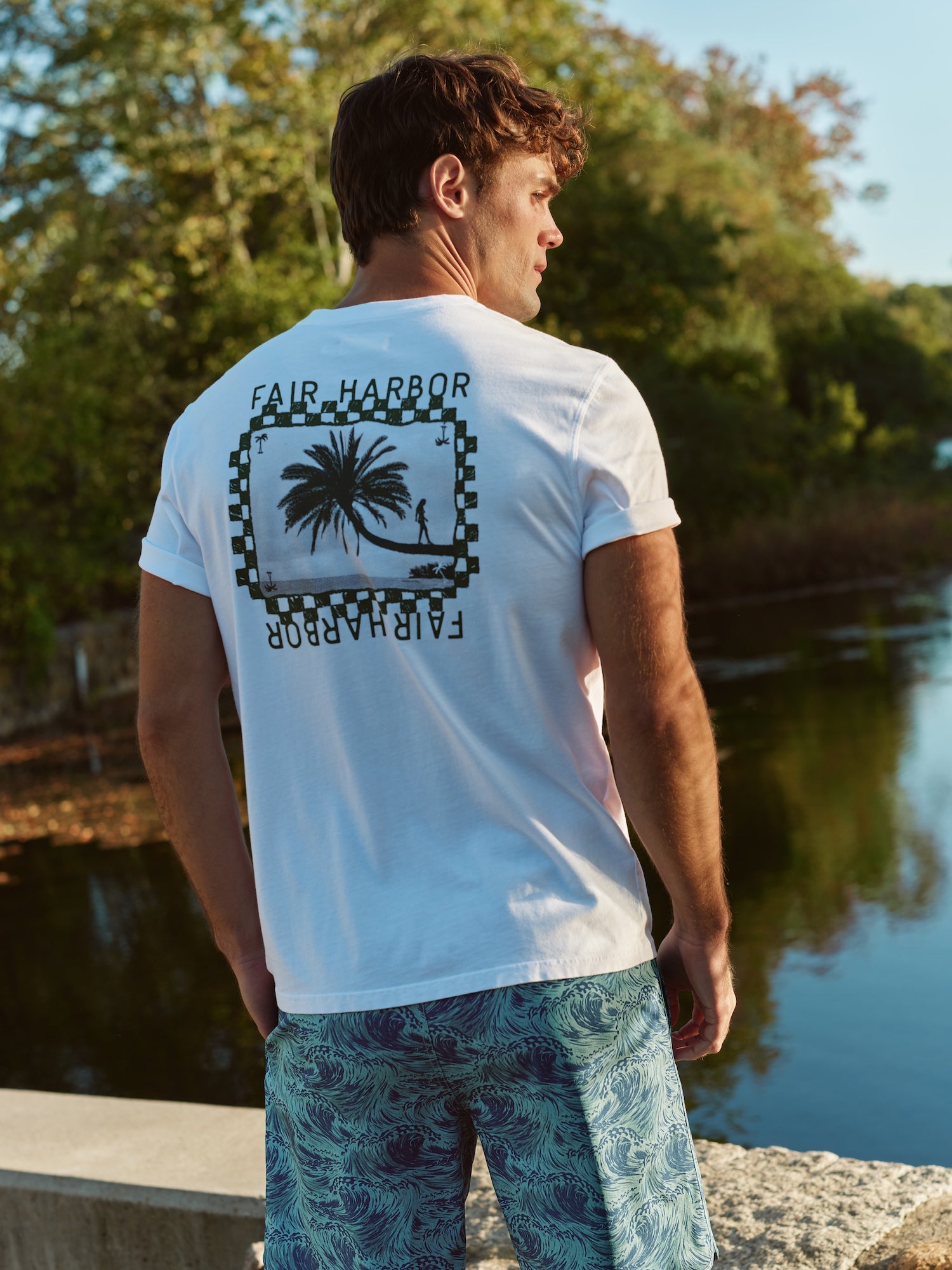 Saltaire Graphic Tee | White Checkered Palms