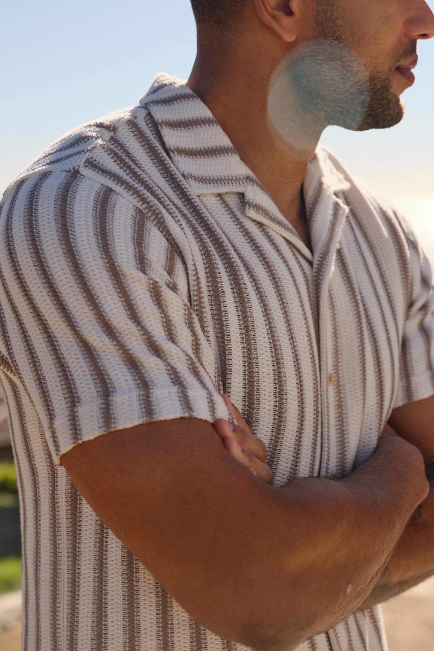 Waveloom Crochet Shirt | Natural Stripe