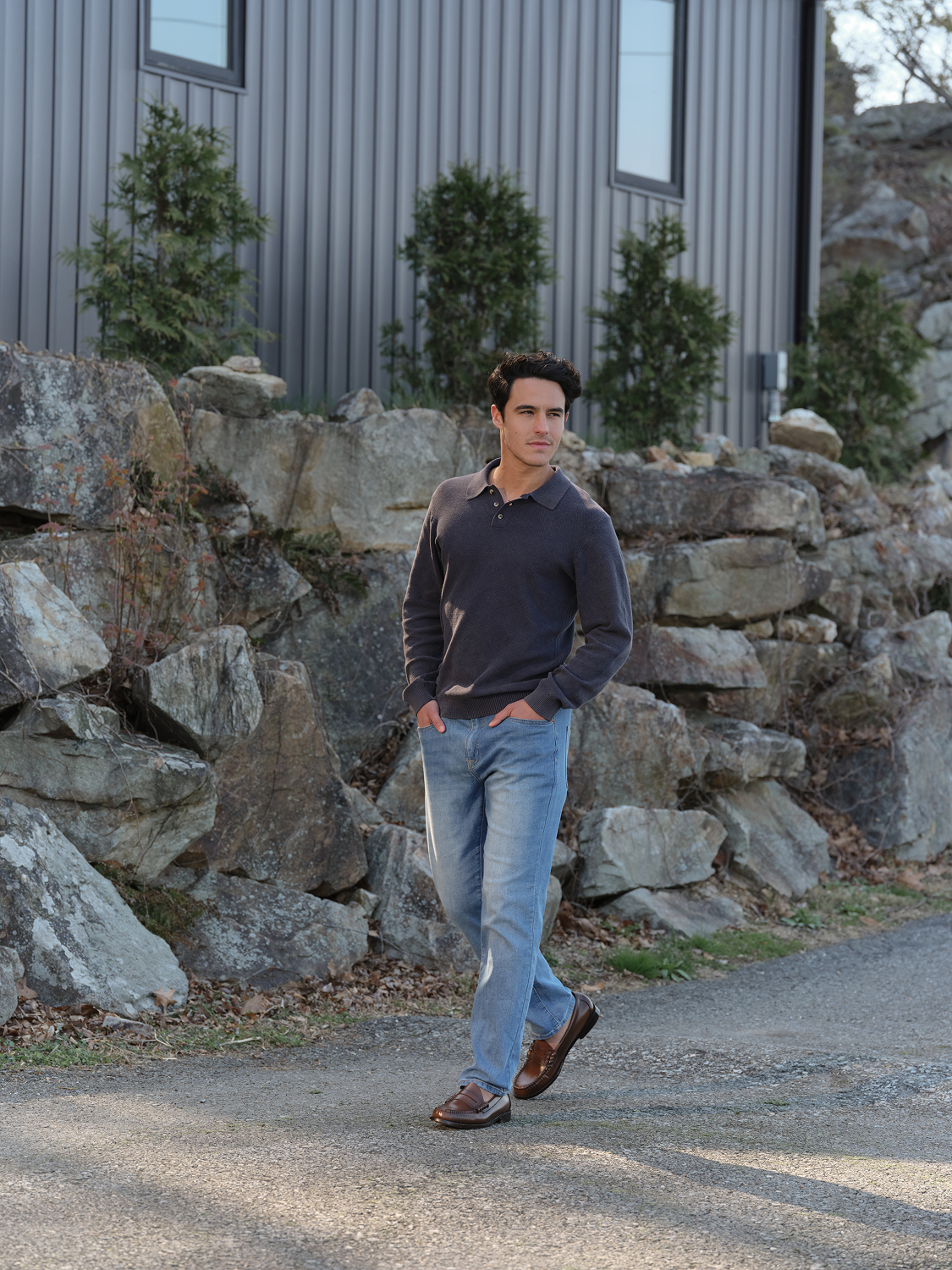 Mariner Long Sleeve Polo | Espresso