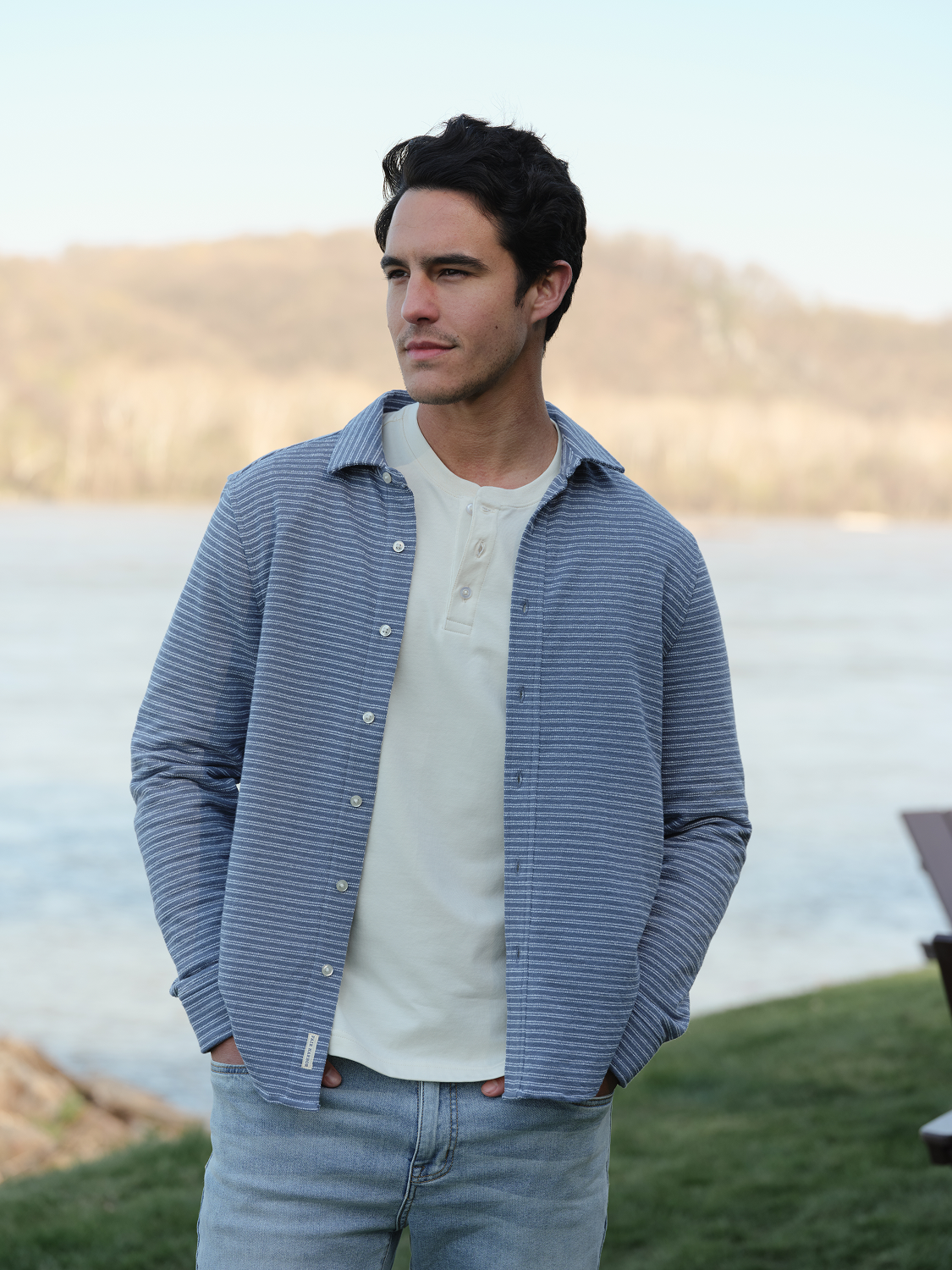 Sundown Terry Button Up | Nautical Stripe
