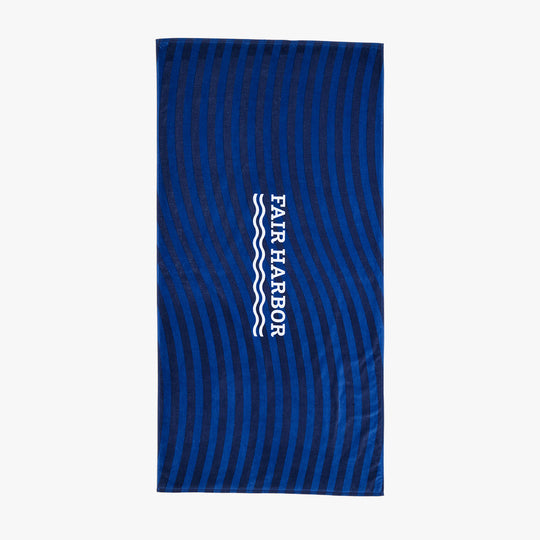 The FH Organic Beach Towel - navy-waves-beach-towel